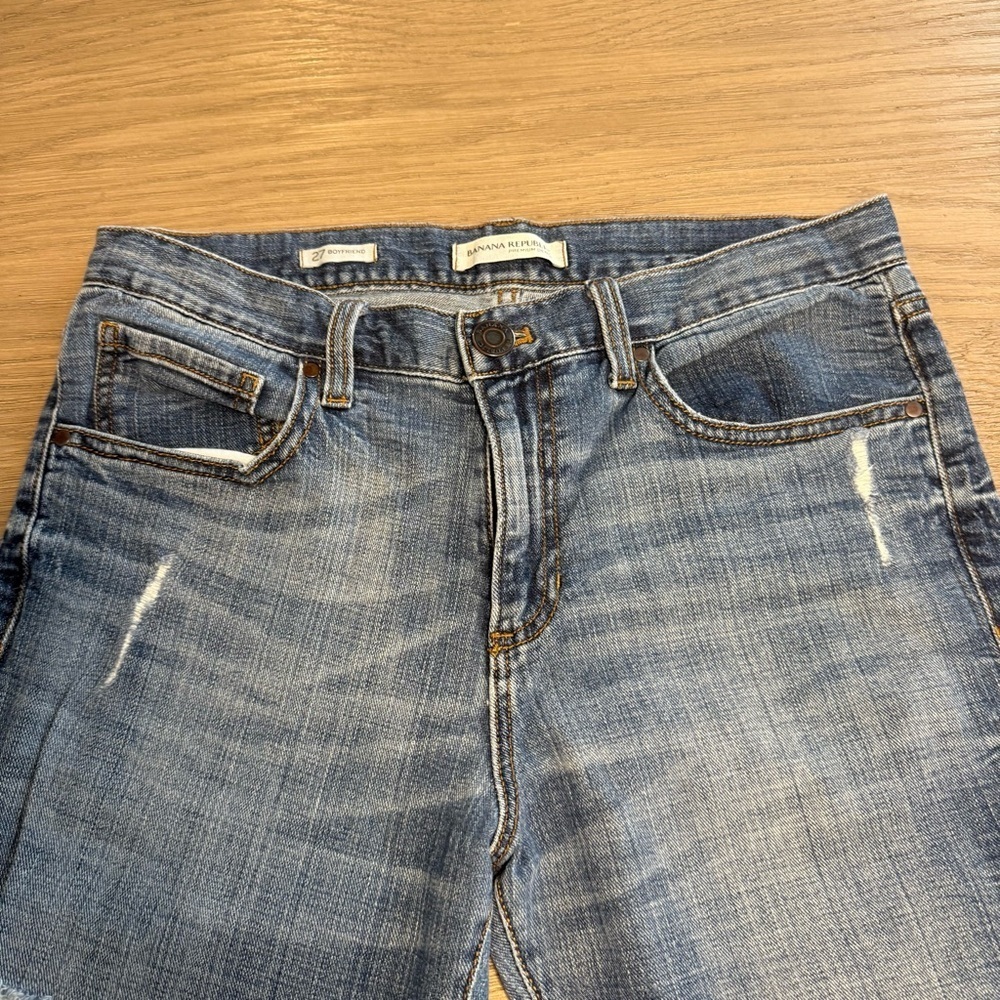 Banana Republic Boyfriend Distressed Jeans Sz 27 Relaxed Fit 90s Bohemian Modern - Picture 3 of 11